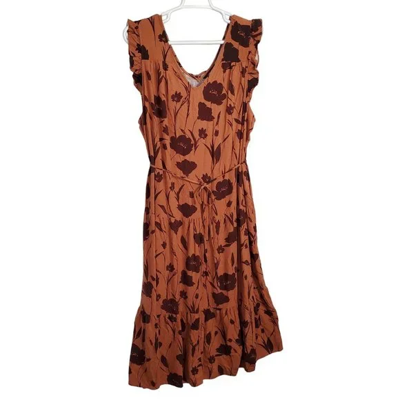 Simply Vera Wang NWT Sz 2X Dress Rayon Linen Tiered Ruffle Skirt Lined Maxi Full - Picture 1 of 16